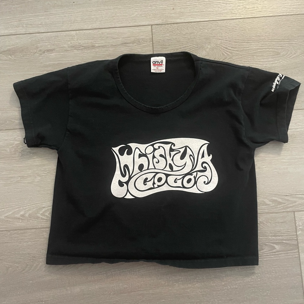 Black Whiskey A Go Go Cropped T-shirt in Medium.